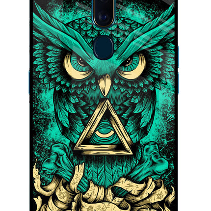 Green Owl Oppo F11 Pro Glass Case Back Cover by Casekaro