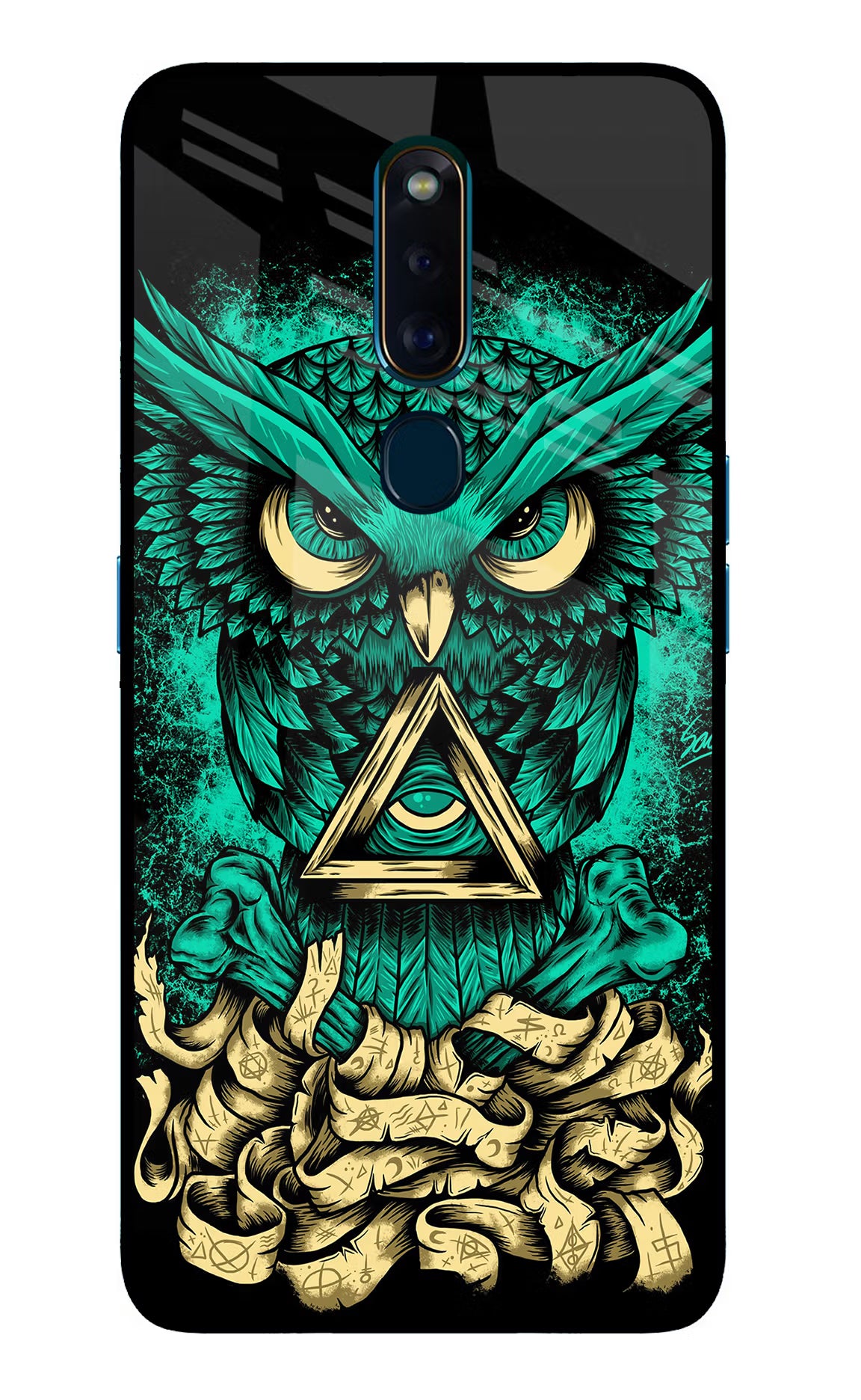 Green Owl Oppo F11 Pro Glass Case Back Cover by Casekaro