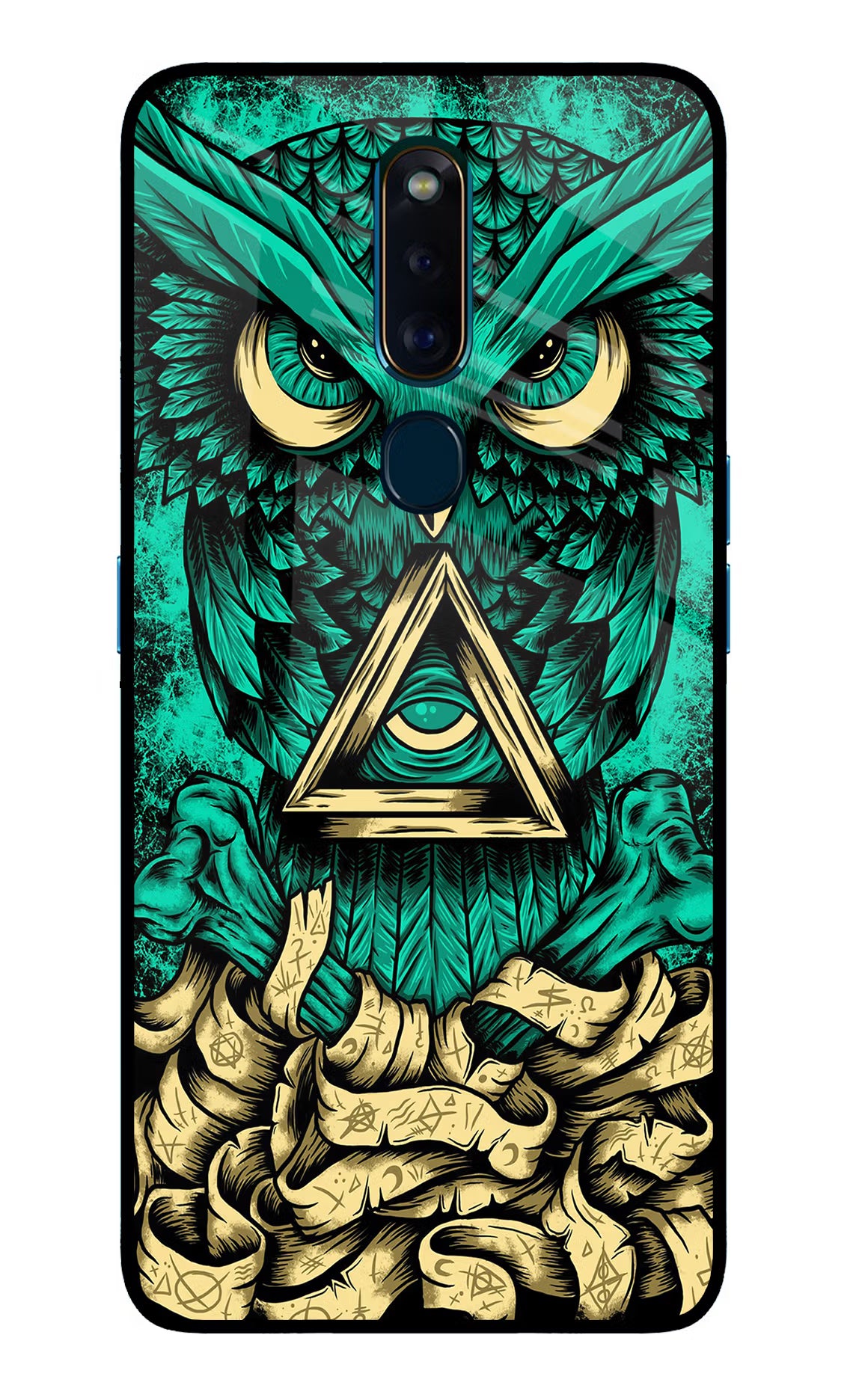 Green Owl Oppo F11 Pro Glass Case Back Cover by Casekaro
