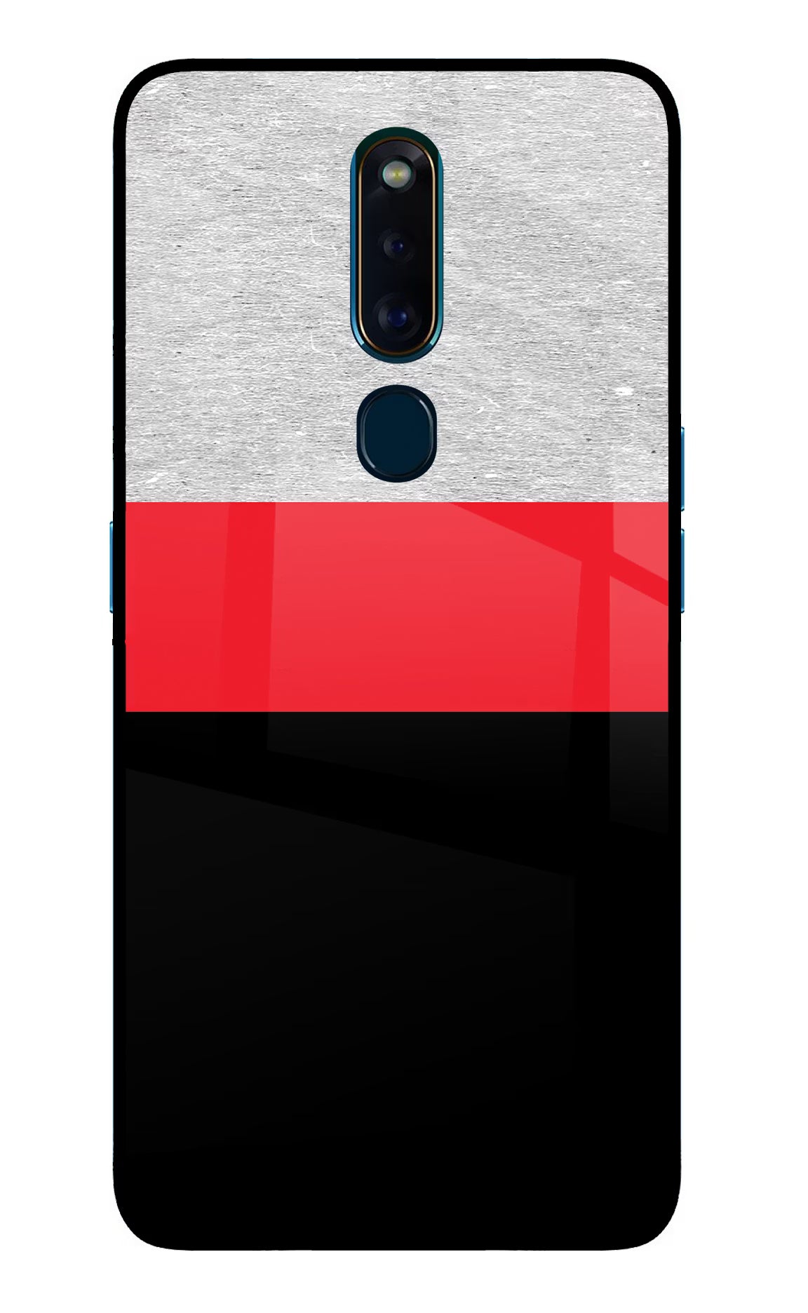 Tri Color Pattern Oppo F11 Pro Glass Case Back Cover by Casekaro