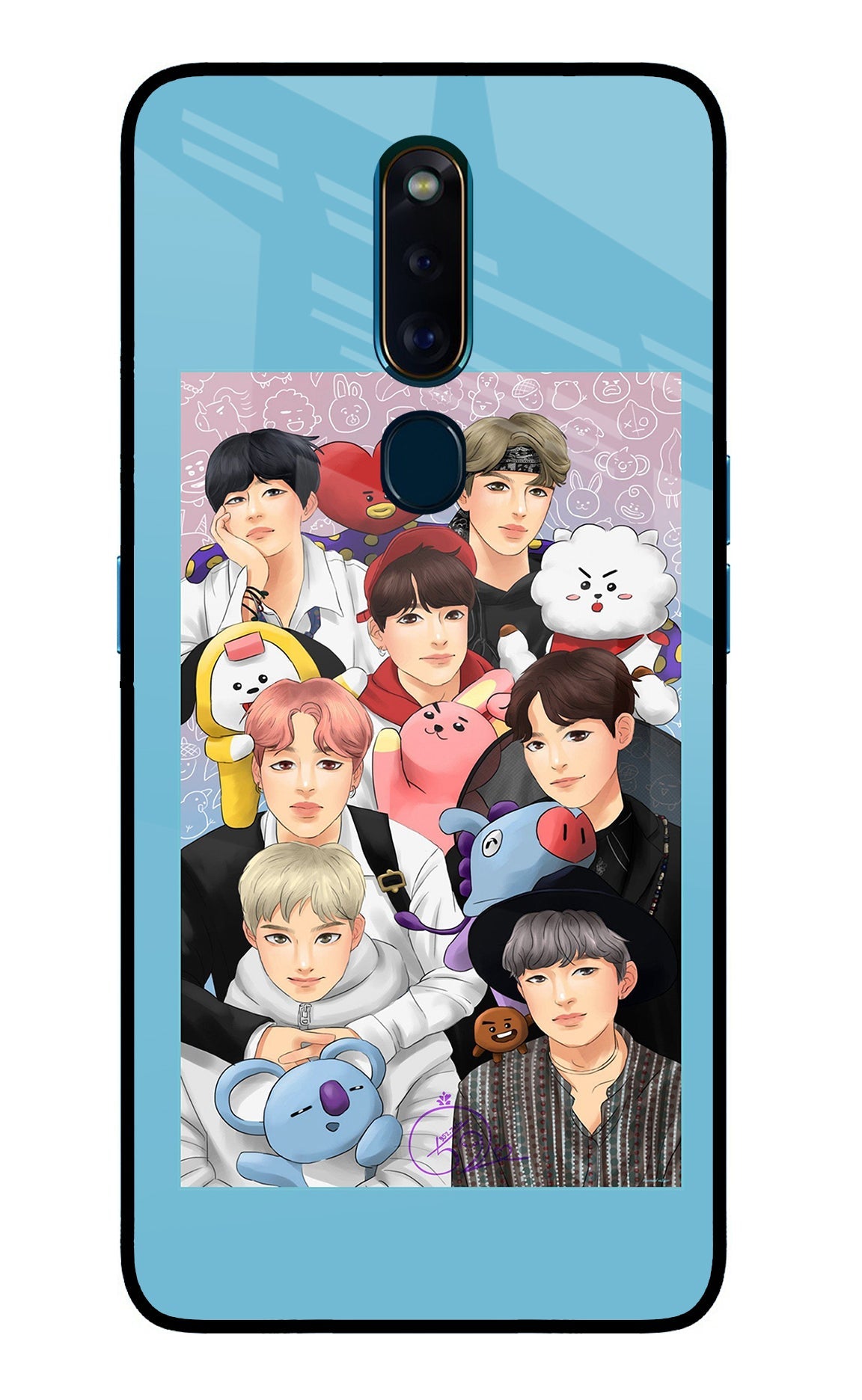 BTS with animals Oppo F11 Pro Glass Case