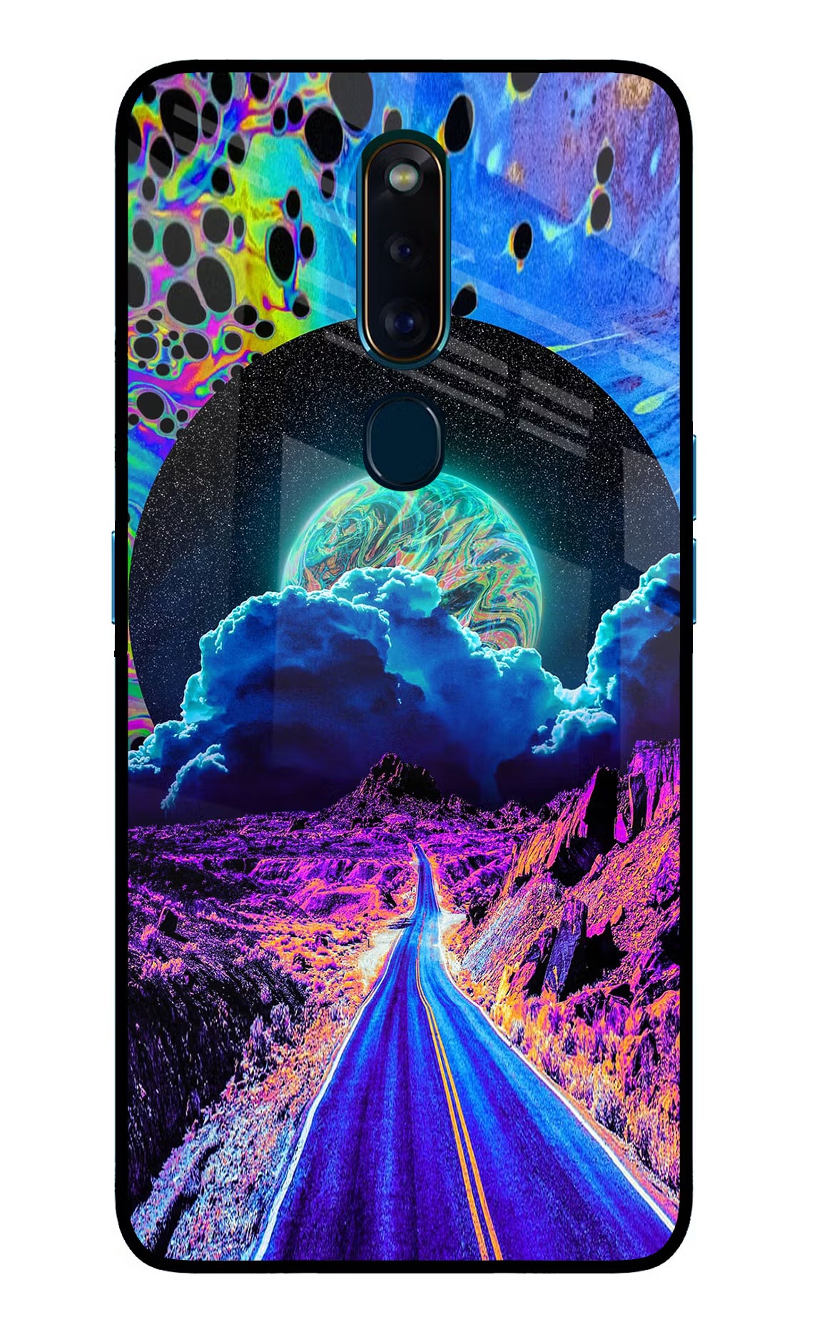 Psychedelic Painting Oppo F11 Pro Glass Case Back Cover by Casekaro