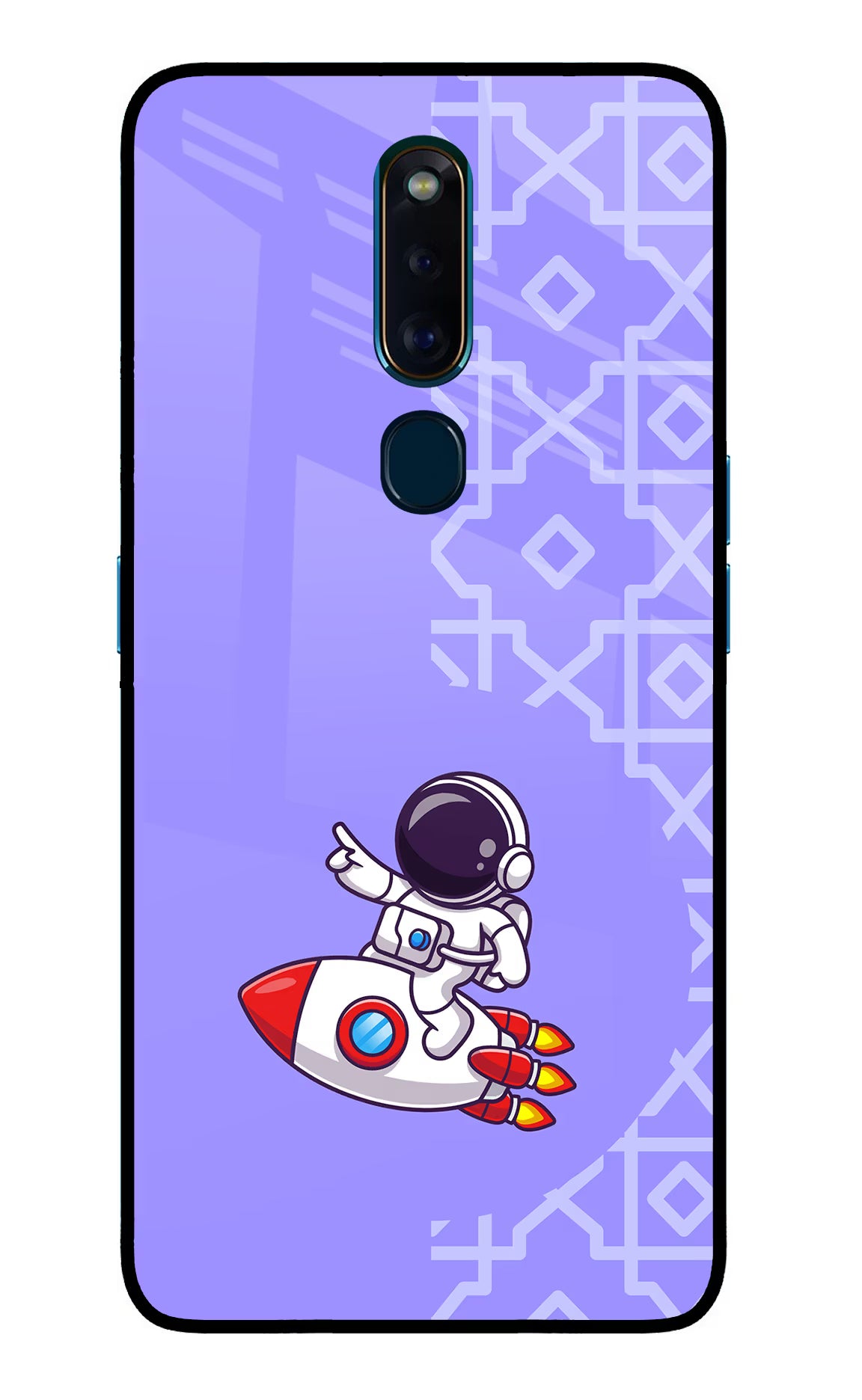 Cute Astronaut Oppo F11 Pro Glass Case Back Cover by Casekaro