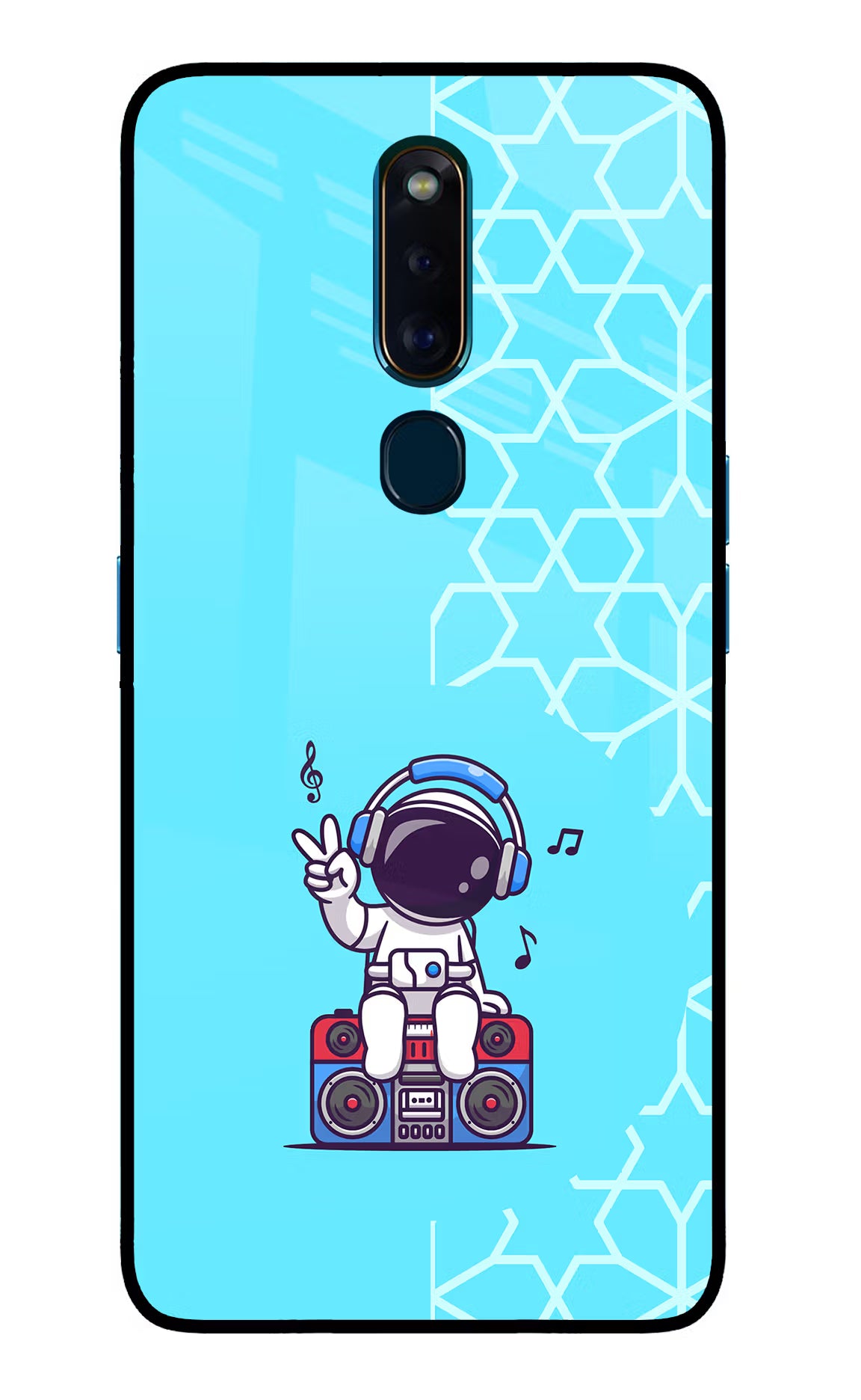 Cute Astronaut Chilling Oppo F11 Pro Glass Case Back Cover by Casekaro