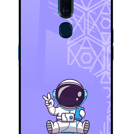 Cute Astronaut Chilling Oppo F11 Pro Glass Case Back Cover by Casekaro