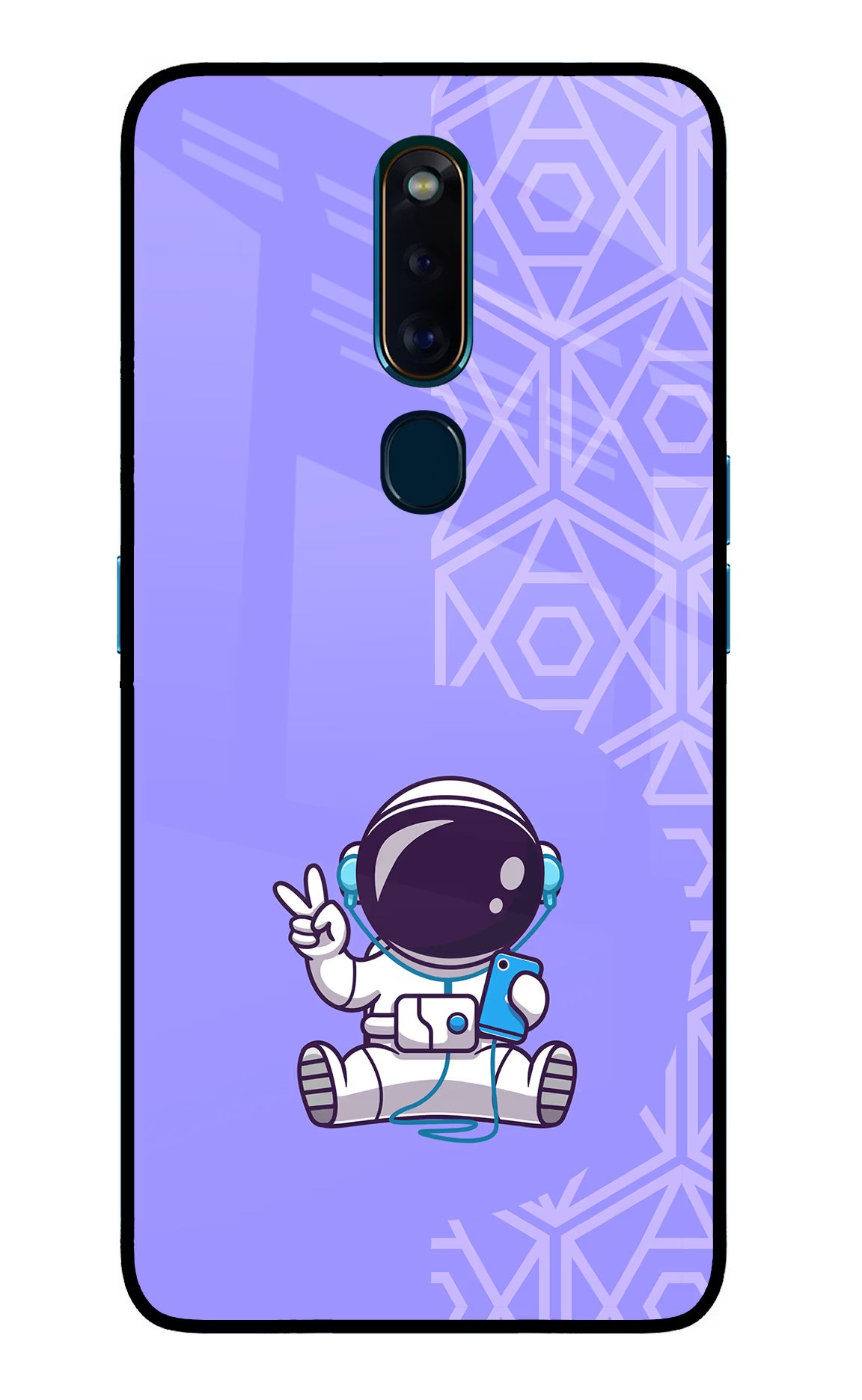 Cute Astronaut Chilling Oppo F11 Pro Glass Case Back Cover by Casekaro