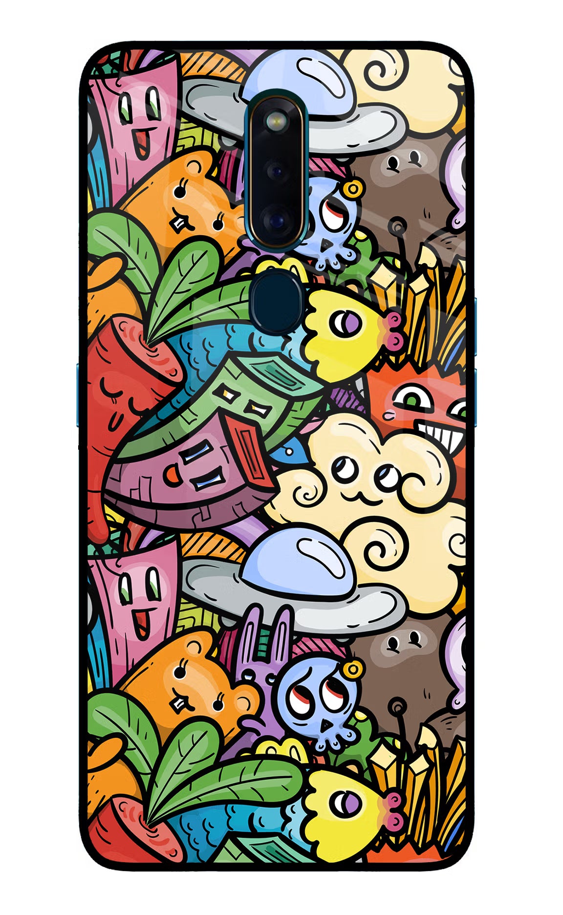 Veggie Doodle Oppo F11 Pro Glass Case Back Cover by Casekaro