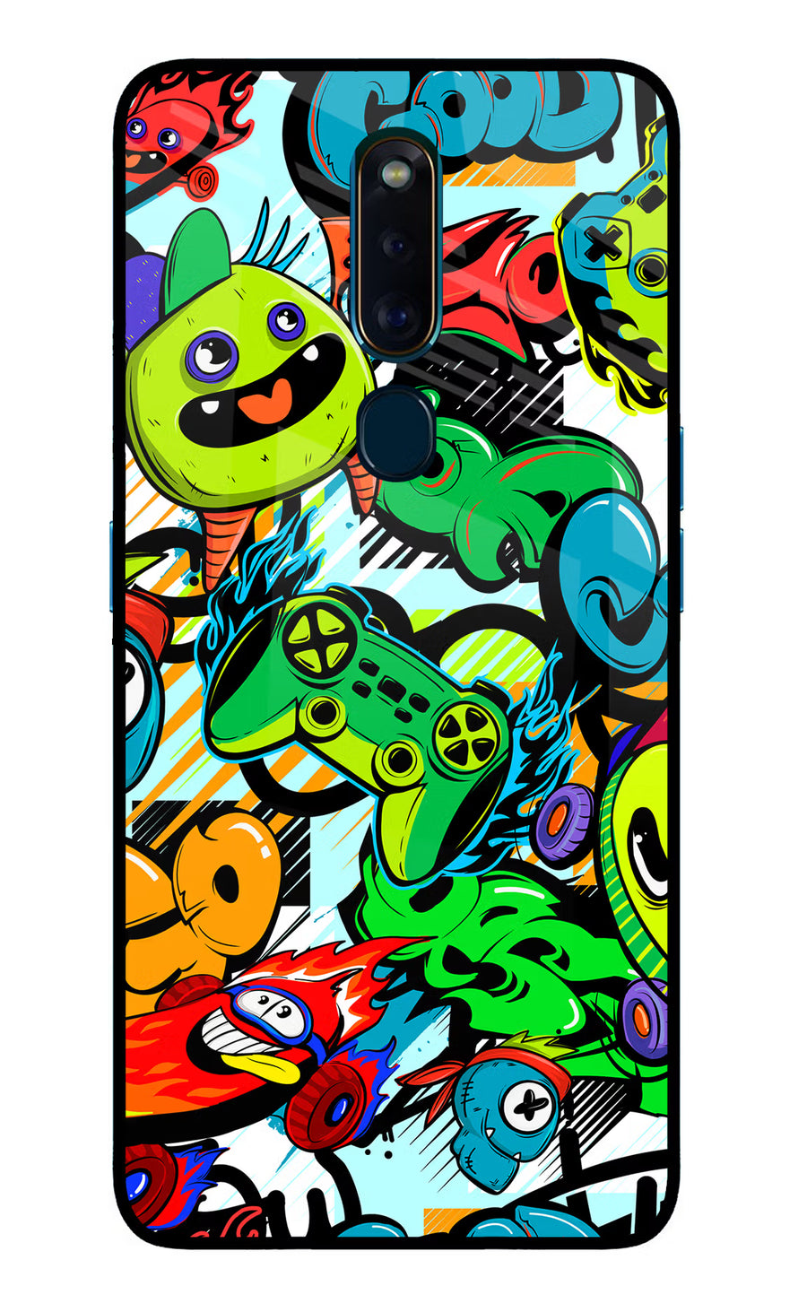 Game Doodle Oppo F11 Pro Back Cover, Glass case