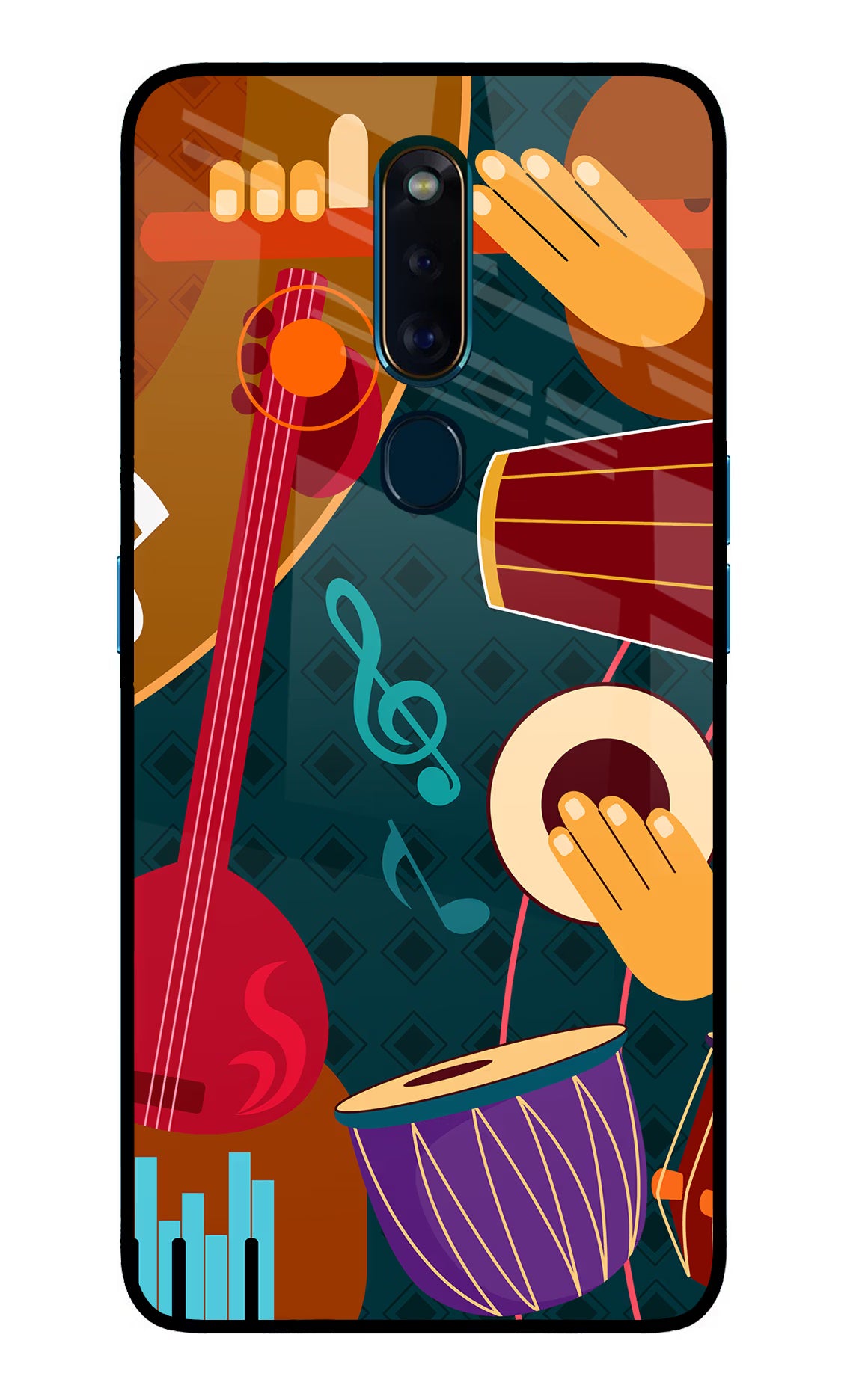 Music Instrument Oppo F11 Pro Glass Case Back Cover by Casekaro