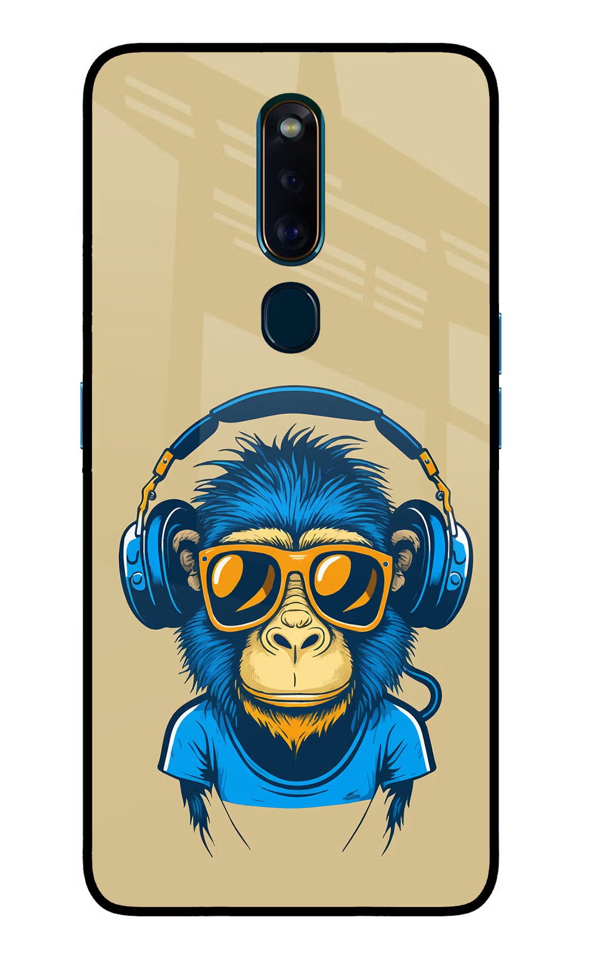 Monkey Headphone Oppo F11 Pro Glass Case Back Cover by Casekaro