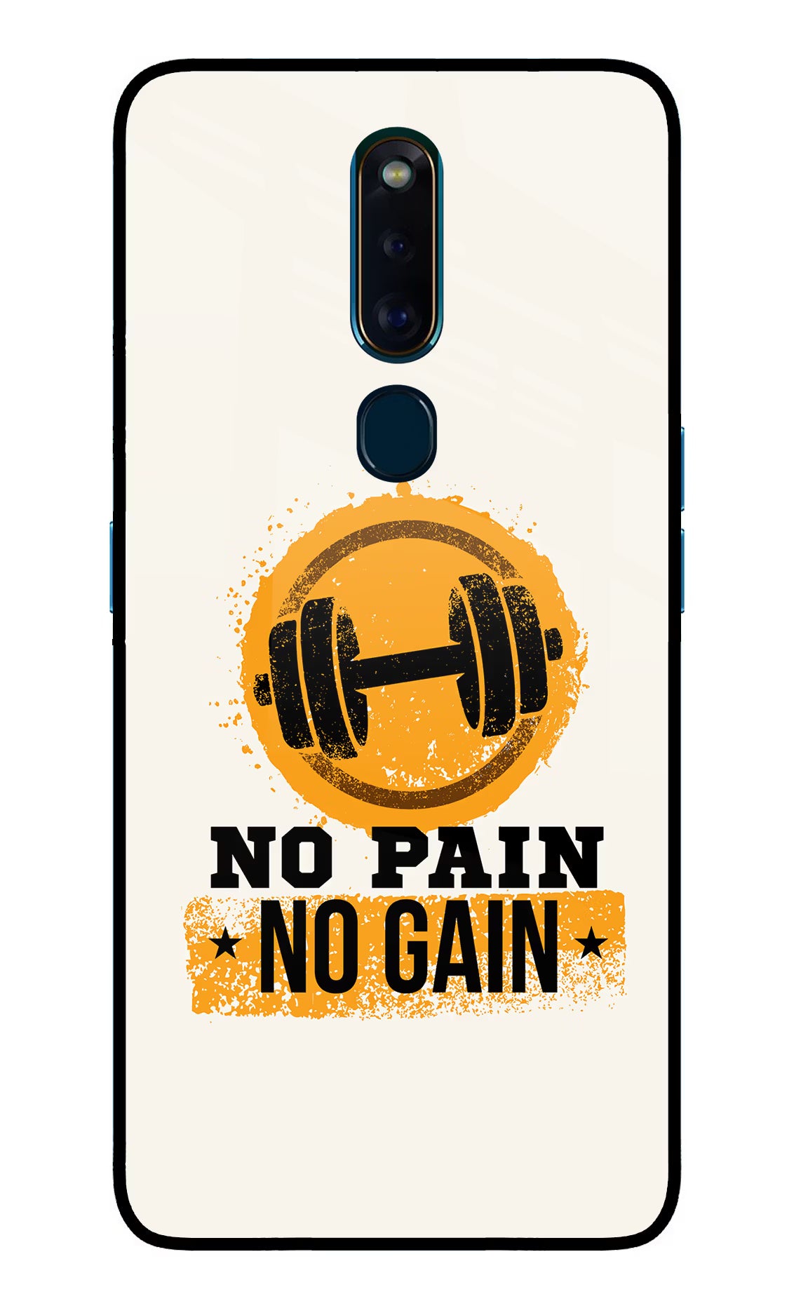 No Pain No Gain Oppo F11 Pro Glass Case Back Cover by Casekaro