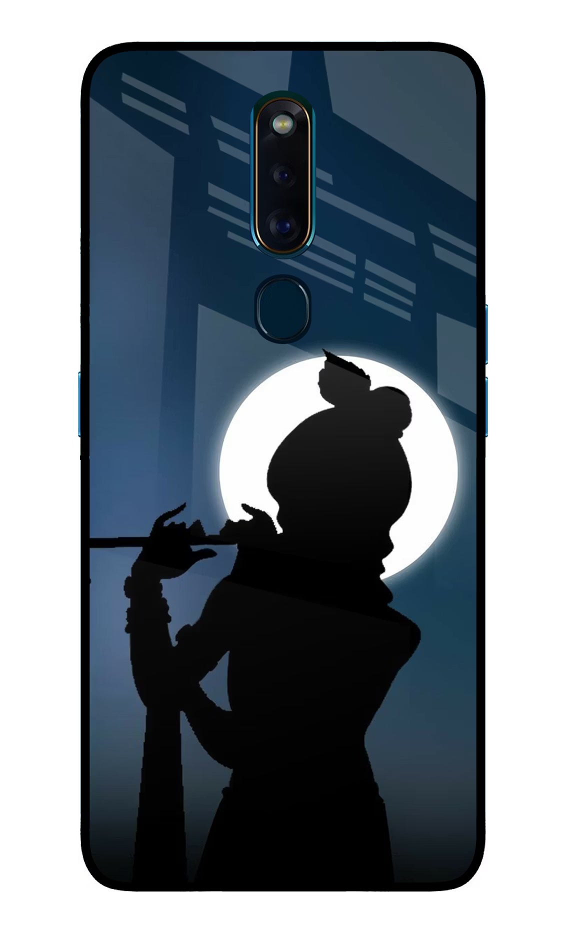Shri Krishna Silhouette Oppo F11 Pro Glass Case Back Cover by Casekaro
