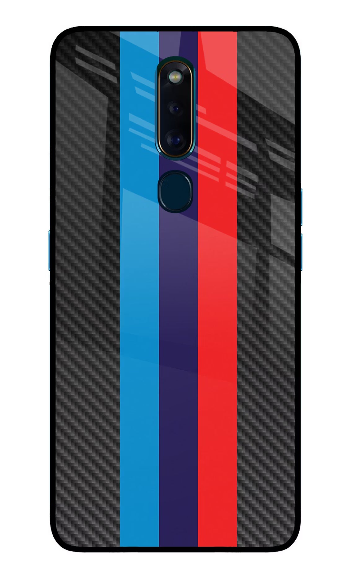 BMW Stripes Pattern Oppo F11 Pro Glass Case Back Cover by Casekaro