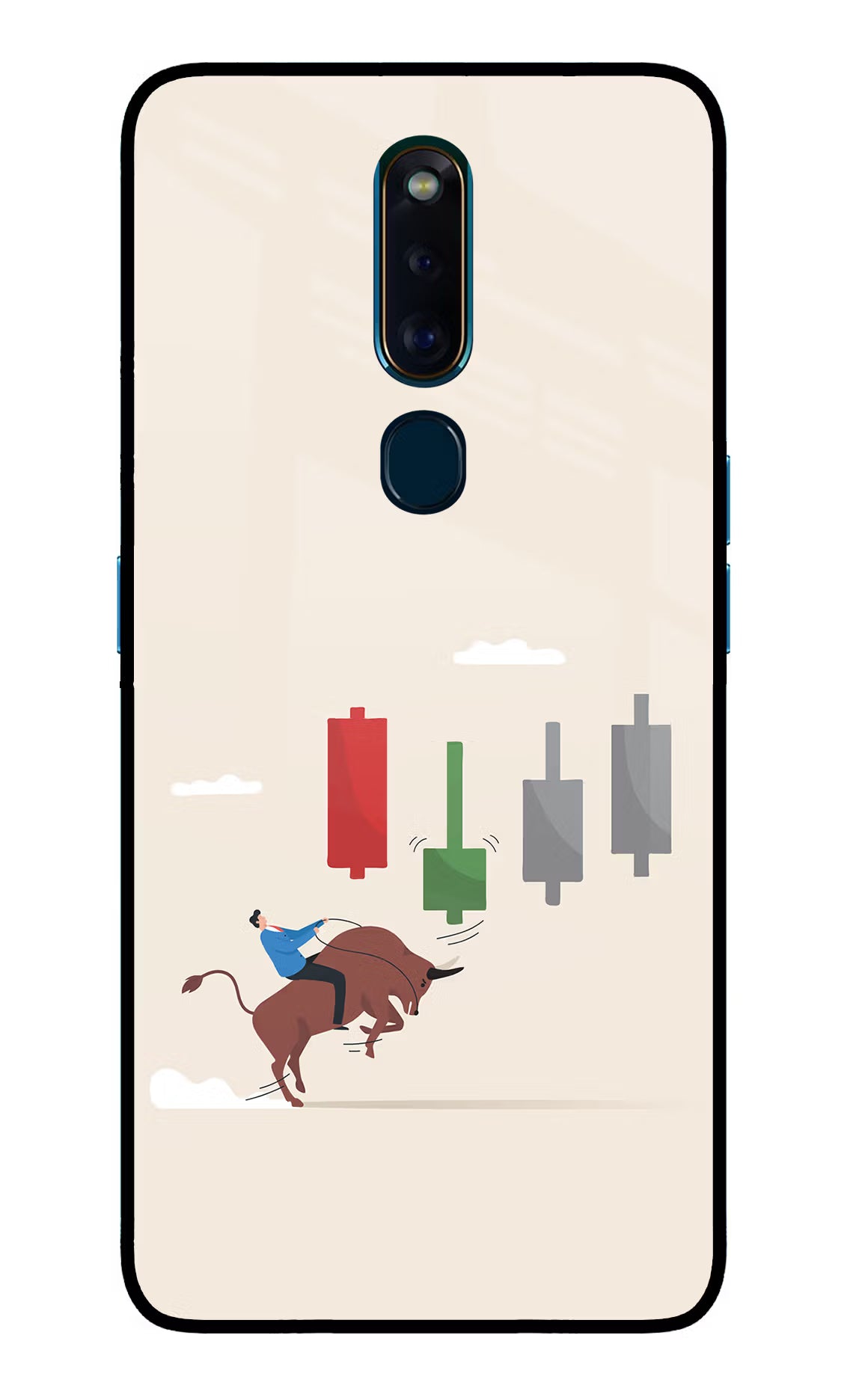 Bull Trading Momentum Oppo F11 Pro Glass Case Back Cover by Casekaro