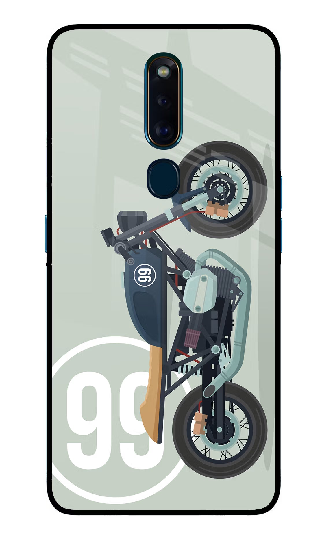 Classic Cafe Racer 99 Oppo F11 Pro Glass Case Back Cover by Casekaro
