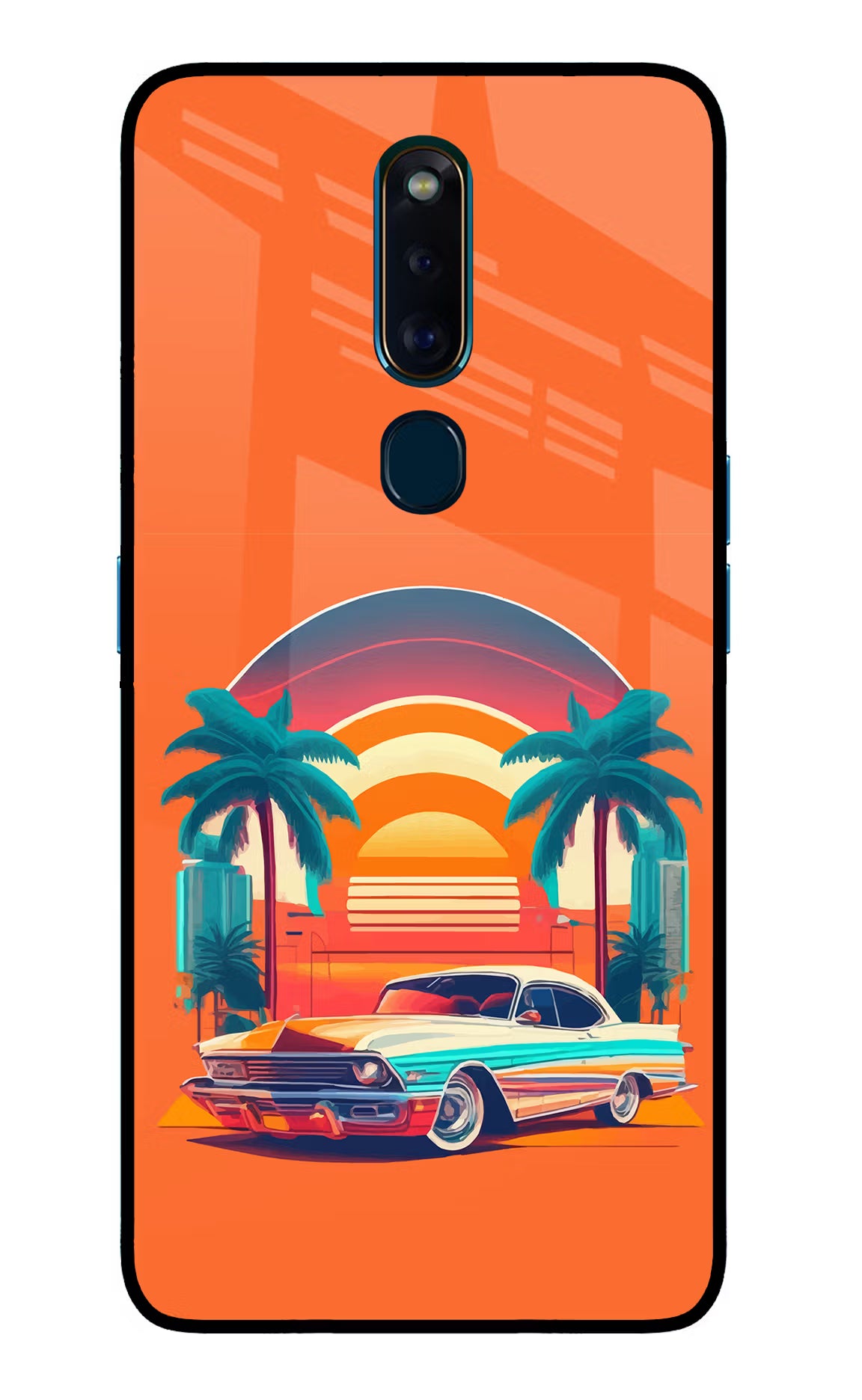 Palm Drive 80s Oppo F11 Pro Glass Case Back Cover by Casekaro