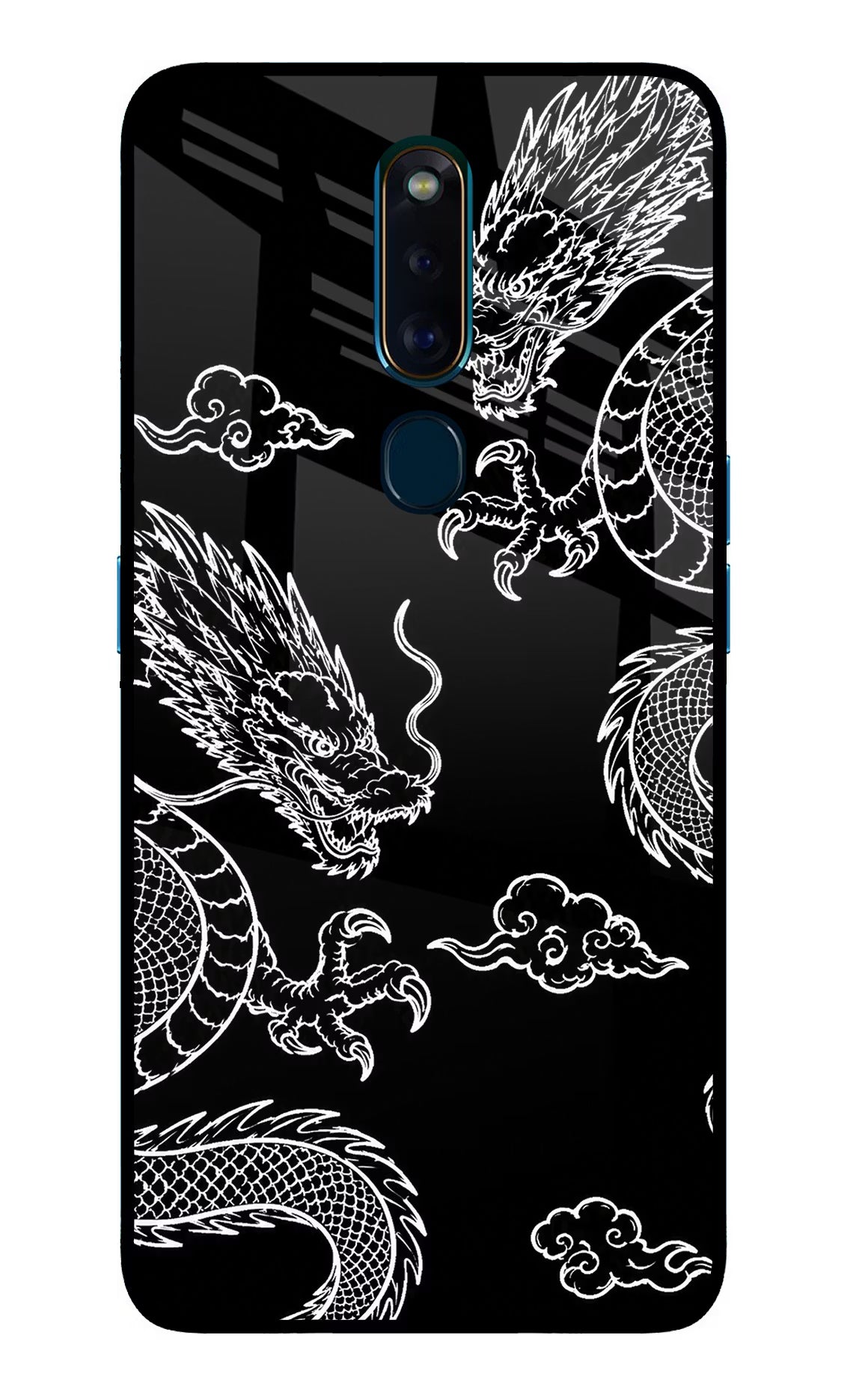 Twin Dragons Oppo F11 Pro Glass Case Back Cover by Casekaro