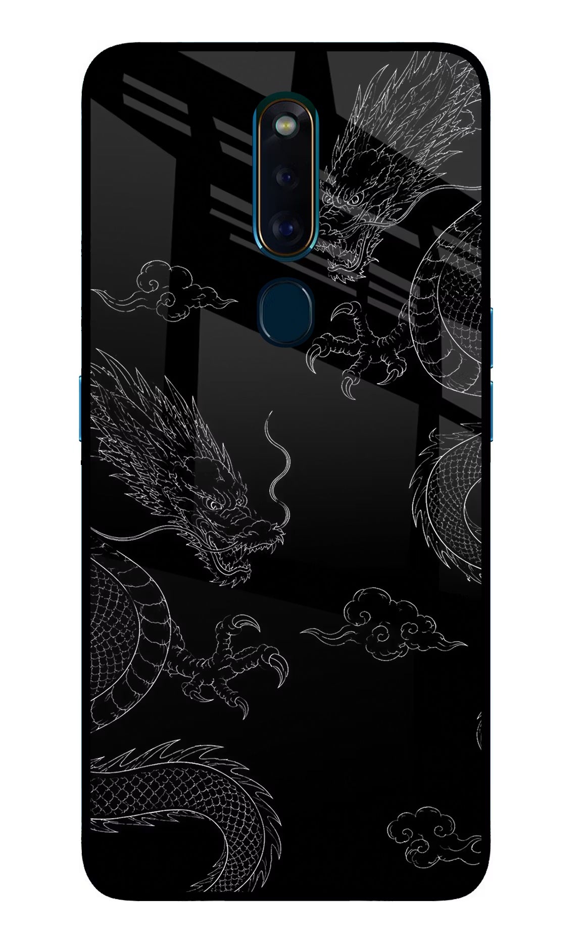 Twin Dragons Oppo F11 Pro Glass Case Back Cover by Casekaro