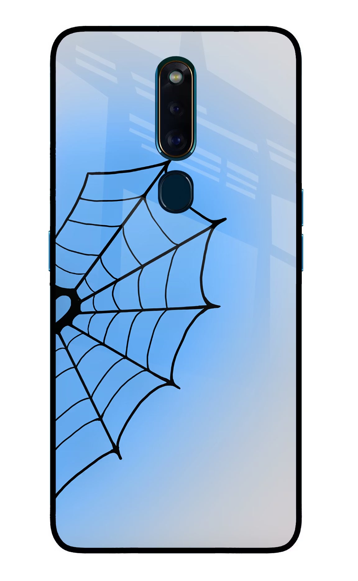 Blue Web Oppo F11 Pro Glass Case