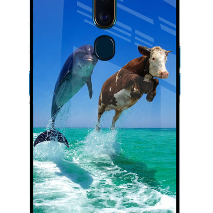 Dolphin vs Cow Oppo F11 Pro Glass Case