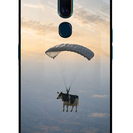 Skydiving Cow Oppo F11 Pro Glass Case