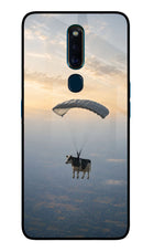 Skydiving Cow Oppo F11 Pro Glass Case