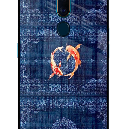 Koi Blue Oppo F11 Pro Glass Case Back Cover by Casekaro