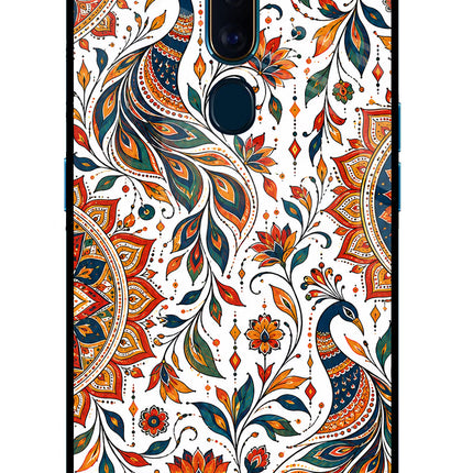 White Mayura Oppo F11 Pro Glass Case