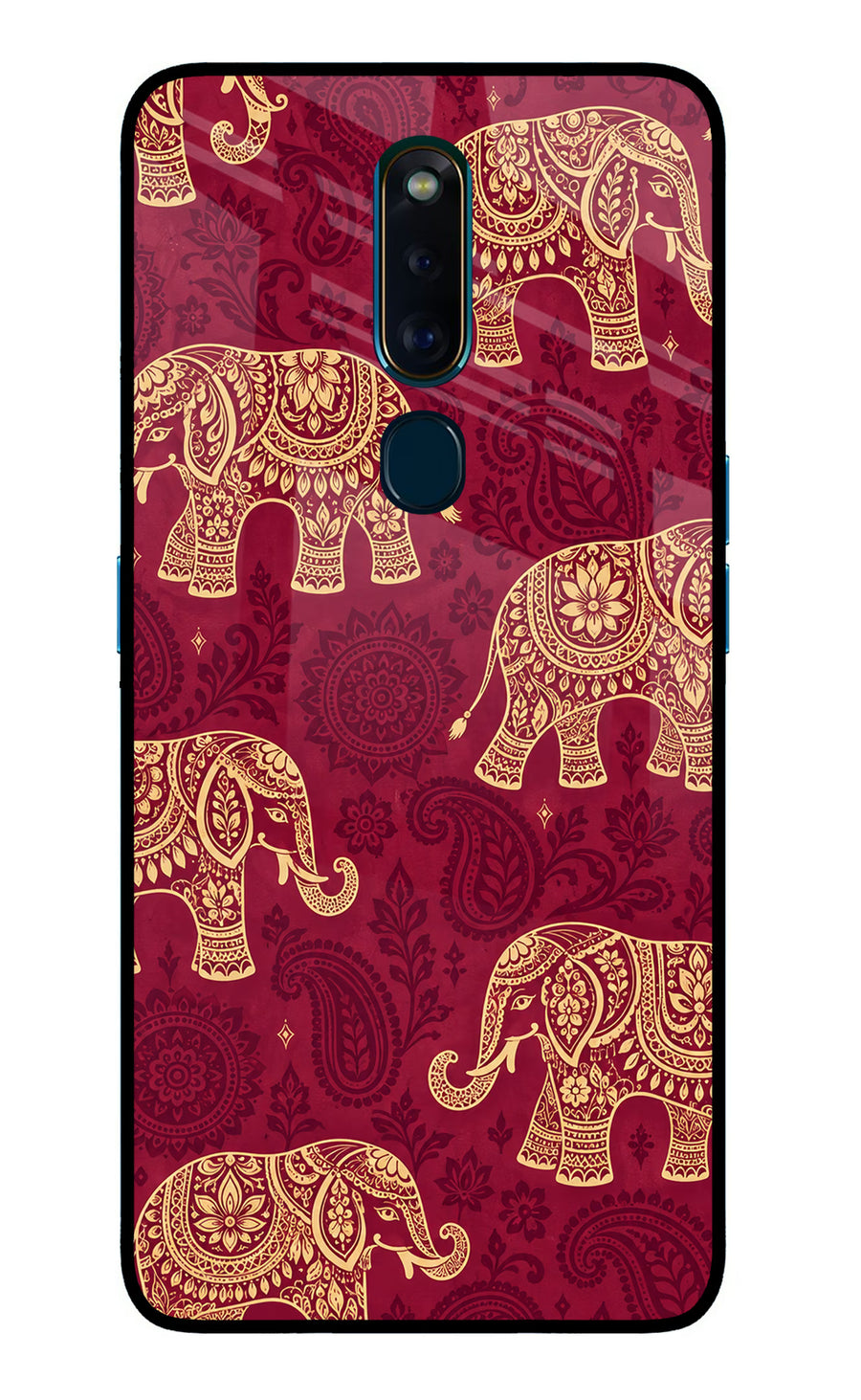 Maroon Elephant Oppo F11 Pro Back Cover, Glass case