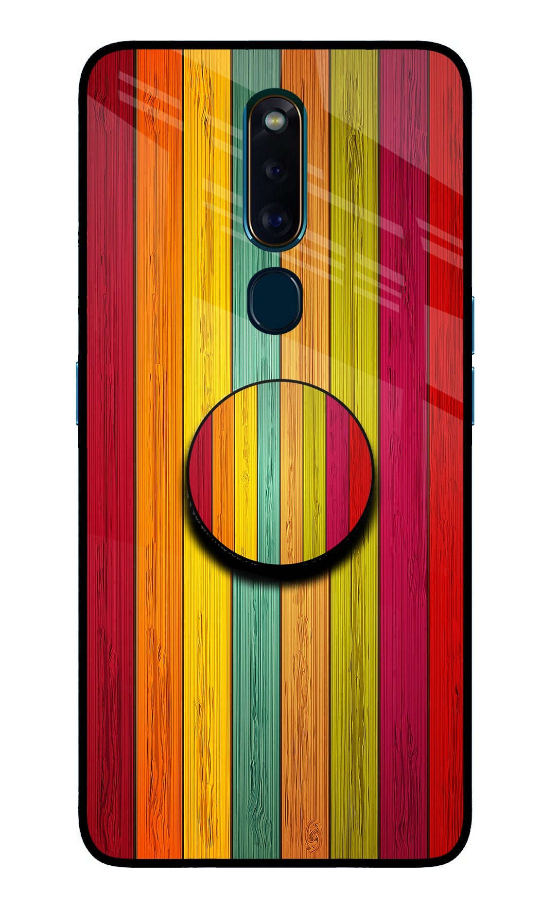 Multicolor Wooden Oppo F11 Pro Glass Case