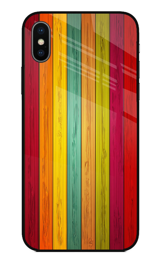 Multicolor Wooden iPhone XS Glass Case