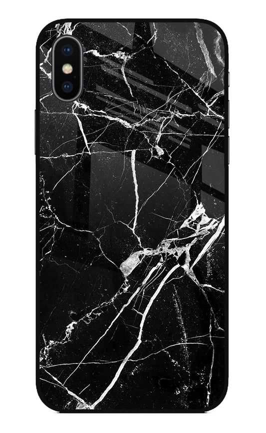 Black Marble Pattern iPhone XS Glass Case