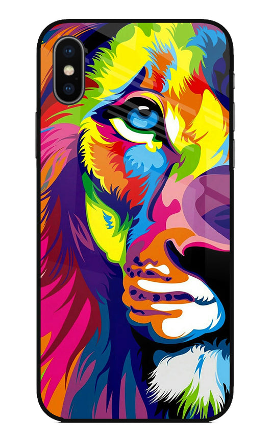 Lion Half Face iPhone XS Glass Case