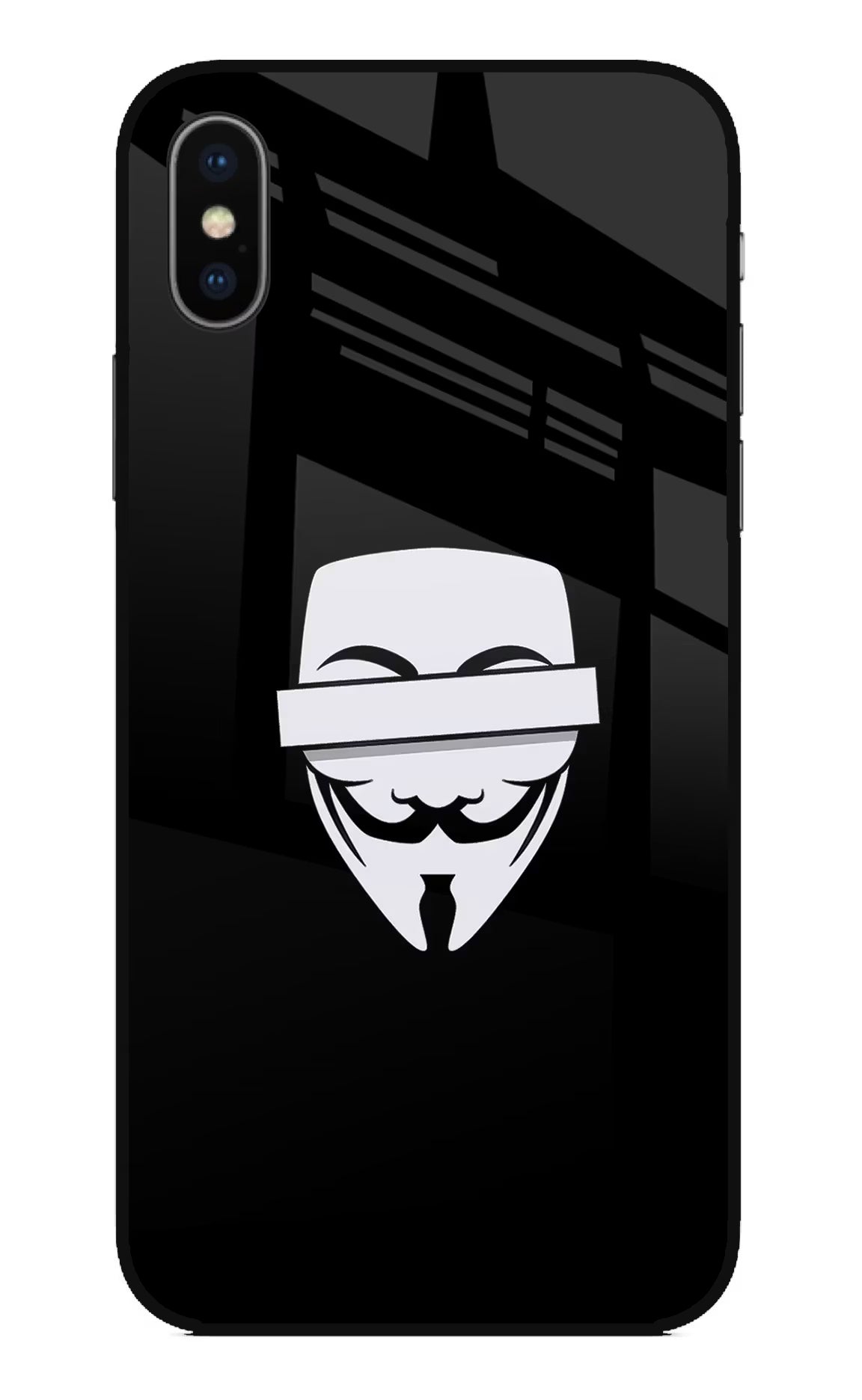 Anonymous Face iPhone XS Glass Case Back Cover by Casekaro
