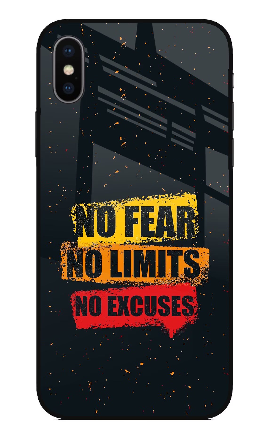 No Fear No Limits No Excuse iPhone XS Glass Case Back Cover by Casekaro