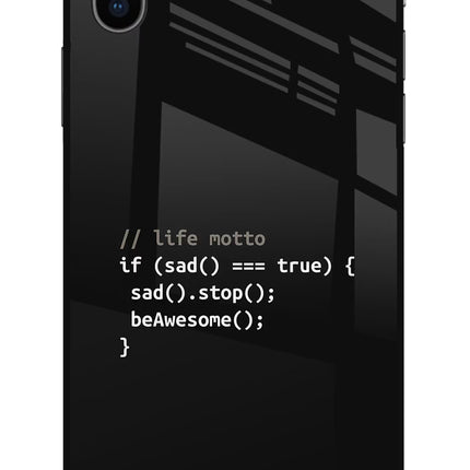 Life Motto Code iPhone XS Glass Case