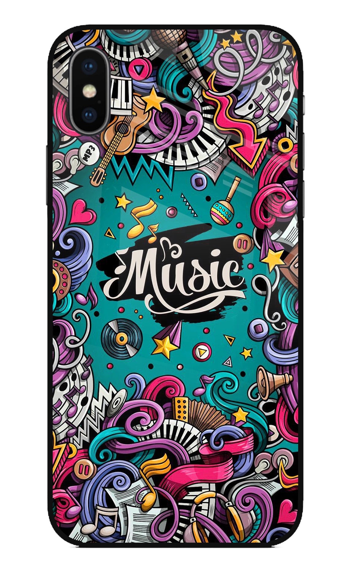 Music Graffiti iPhone XS Glass Case