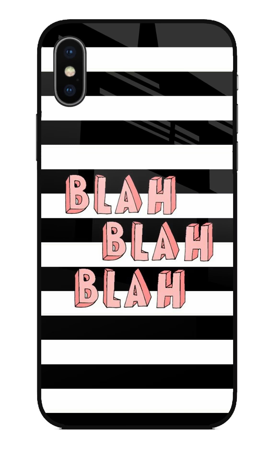 Blah Blah Blah iPhone XS Glass Case Back Cover by Casekaro