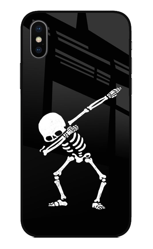 Dabbing Skeleton Art iPhone XS Glass Case