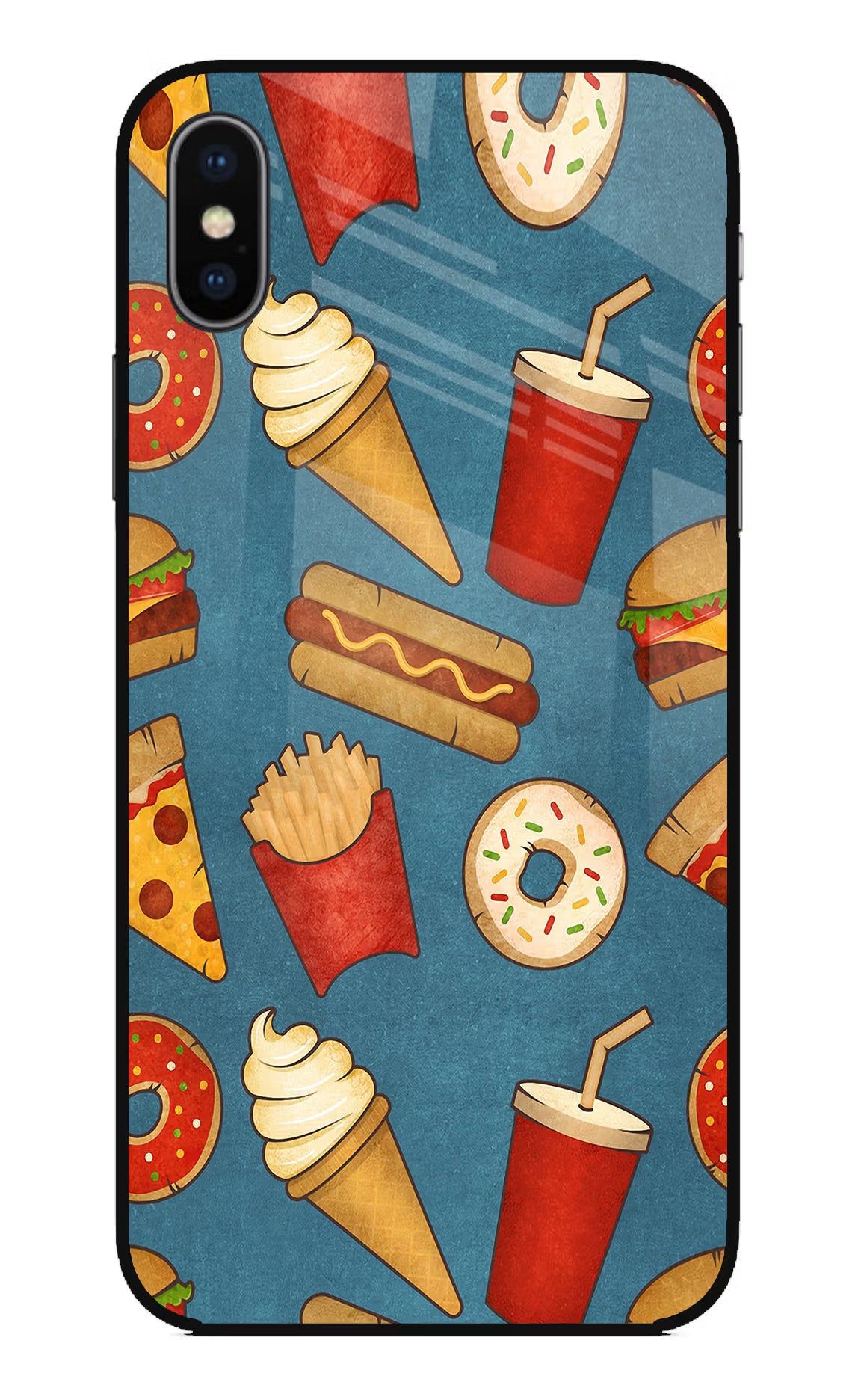 Foodie iPhone XS Glass Case Back Cover by Casekaro