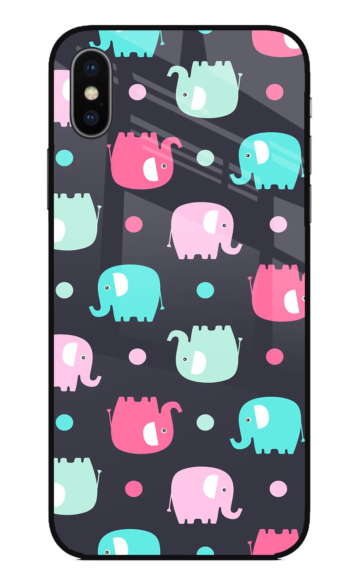Elephants iPhone XS Glass Case Back Cover by Casekaro