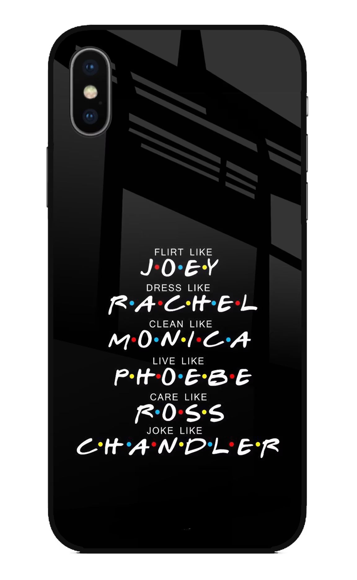 FRIENDS Character iPhone XS Glass Case Back Cover by Casekaro