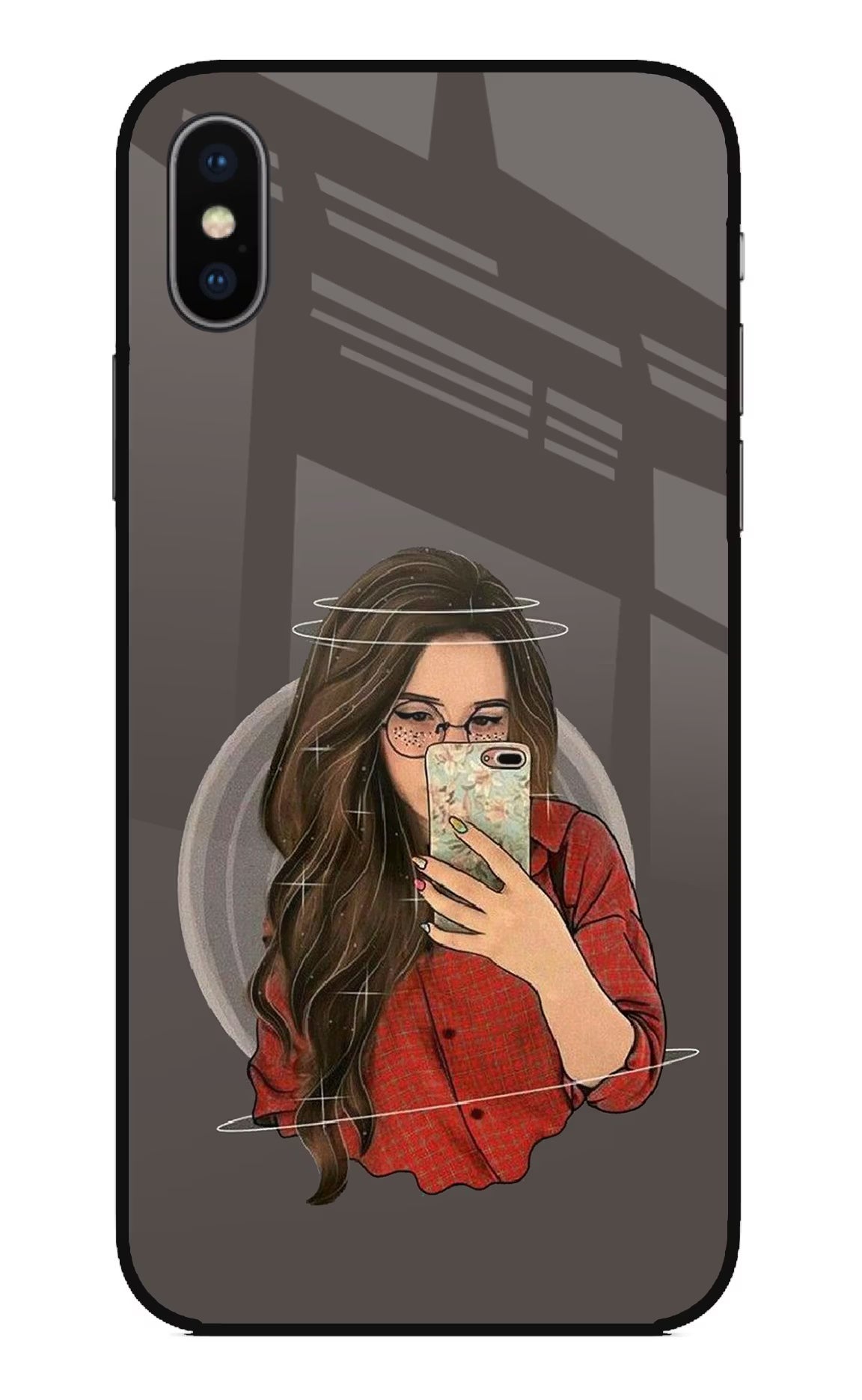 Selfie Queen iPhone XS Glass Case Back Cover by Casekaro