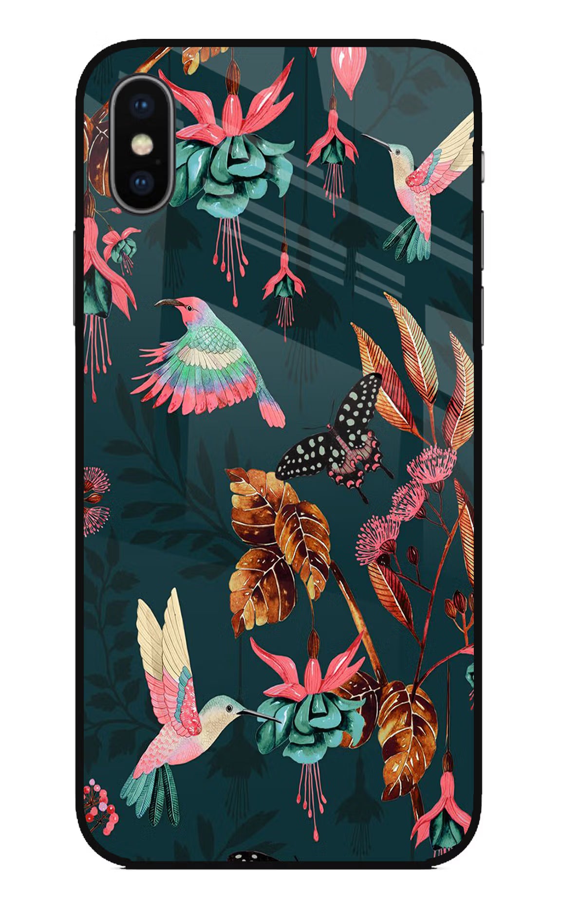 Birds iPhone XS Glass Case Back Cover by Casekaro