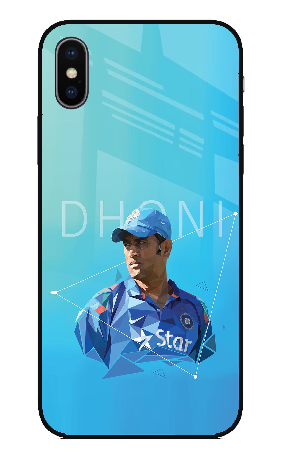 Dhoni Artwork iPhone XS Glass Case Back Cover by Casekaro