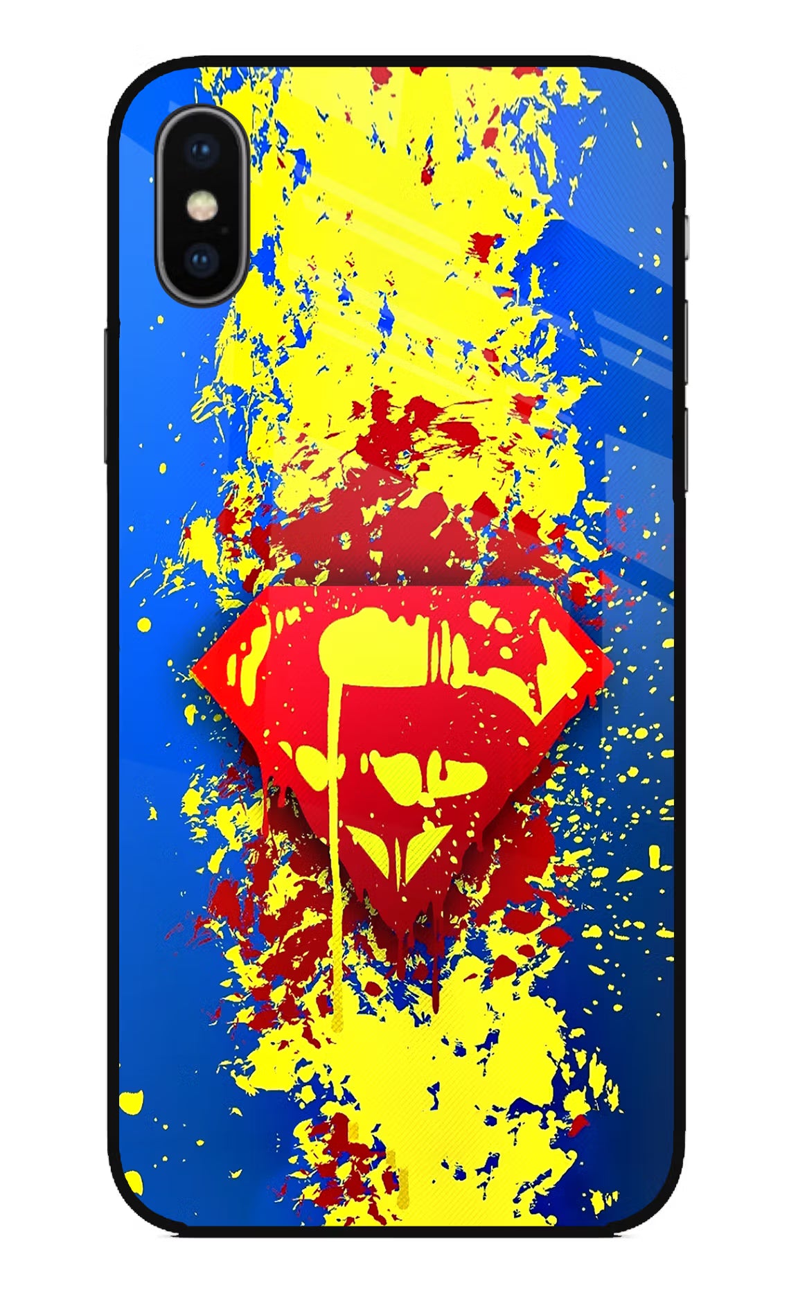 Superman logo iPhone XS Glass Case Back Cover by Casekaro