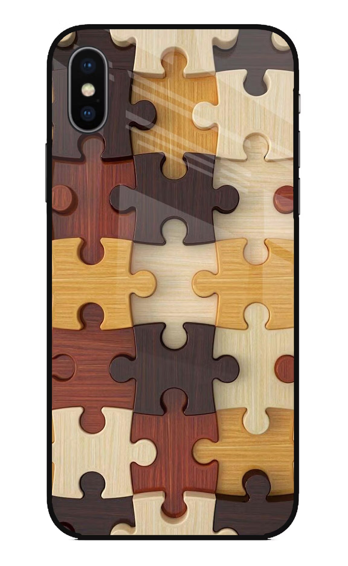 Wooden Puzzle iPhone XS Glass Case Back Cover by Casekaro