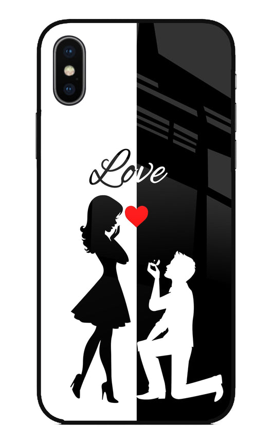 Love Propose Black And White iPhone XS Glass Case