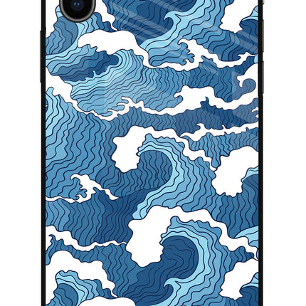 Blue Waves iPhone XS Glass Case Back Cover by Casekaro