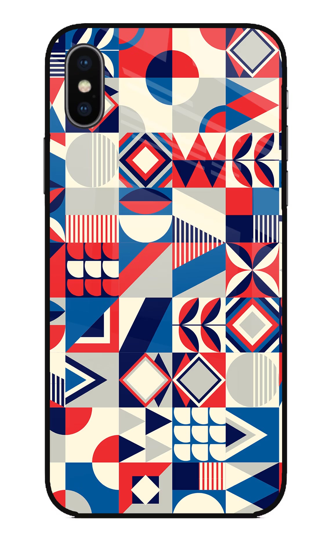 Colorful Pattern iPhone XS Glass Case Back Cover by Casekaro